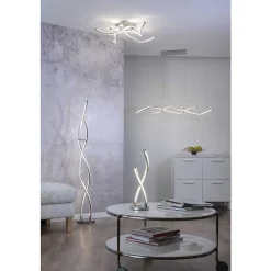 Plafonnier Paul Neuhaus Q-Malina Led Nickel Mat, 4 Lumieres, Telecommandes