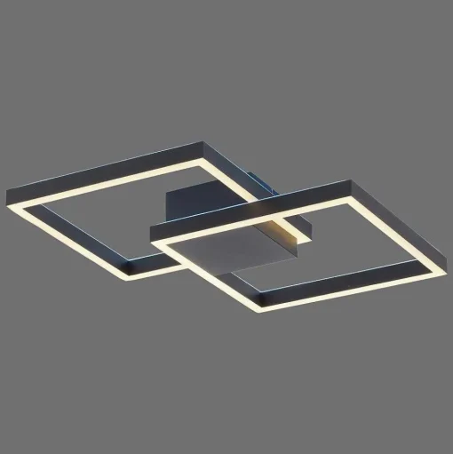 Plafonnier Paul Neuhaus Q-Marko Led Noir, 1 Lumiere, Telecommandes, Changeur De Couleurs