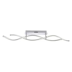 Plafonnier Paul Neuhaus Q-Malina Led Acier Inoxydable, 2 Lumieres, Telecommandes