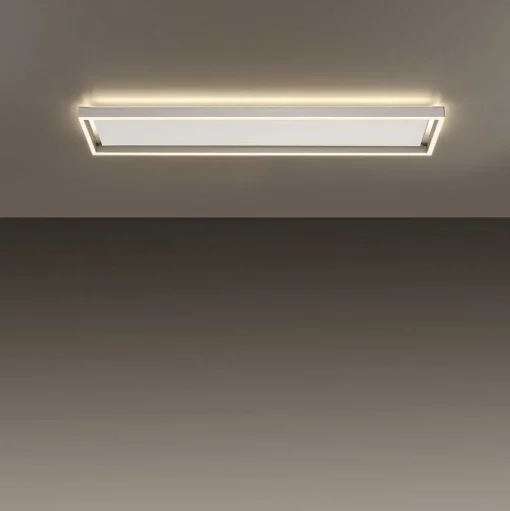Plafonnier Paul-Neuhaus Q-Kaan Led Acier Brosse, 2 Lumieres, Telecommandes