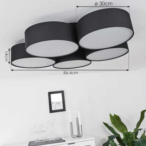 Plafonnier Purus Led Noir, 1 Lumiere