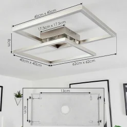 Plafonnier Relous Led Acier Inoxydable, 2 Lumieres, Telecommandes, Changeur De Couleurs