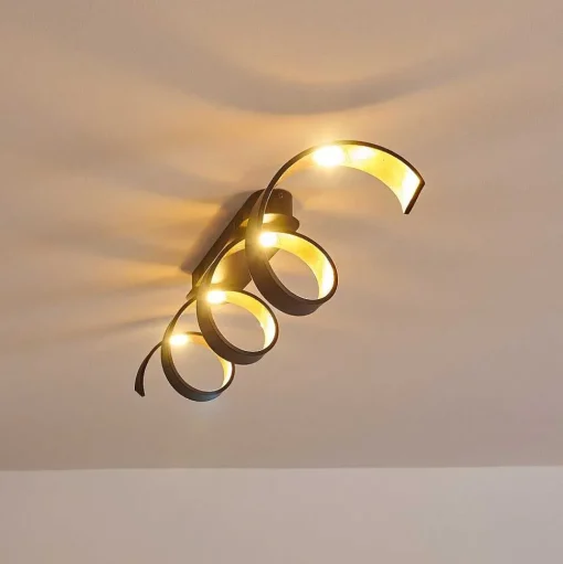 Plafonnier Rezat Led Noir Dore, 1 Lumiere