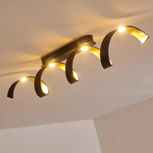 Plafonnier Rezat Led Noir Dore, 1 Lumiere
