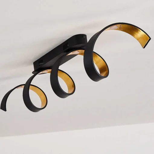 Plafonnier Rezat Led Noir Dore, 1 Lumiere