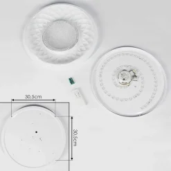 Plafonnier Roseto Led Chrome, Transparent, Blanc, 1 Lumiere, Telecommandes