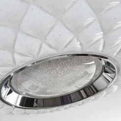Plafonnier Roseto Led Chrome, Transparent, Blanc, 1 Lumiere, Telecommandes