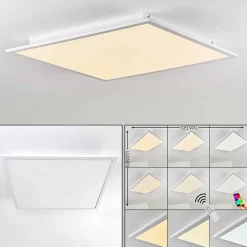Plafonnier Salmi Led Aluminium, Blanc, 1 Lumiere, Telecommandes