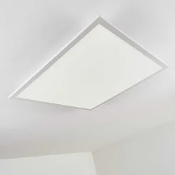 Plafonnier Salmi Led Aluminium, Blanc, 1 Lumiere, Telecommandes