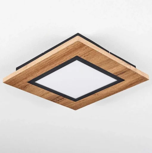 Plafonnier Salmi Led Couleur Bois, Noir, 1 Lumiere