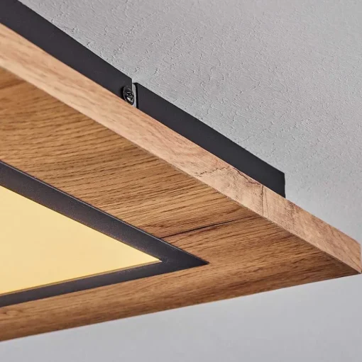 Plafonnier Salmi Led Couleur Bois, Noir, 1 Lumiere