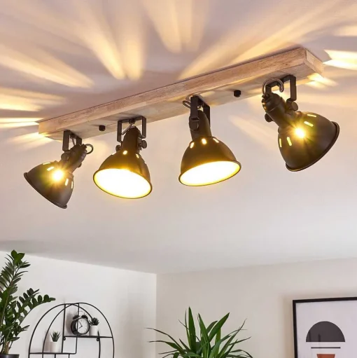 Plafonnier Tina Bois Clair, 4 Lumieres