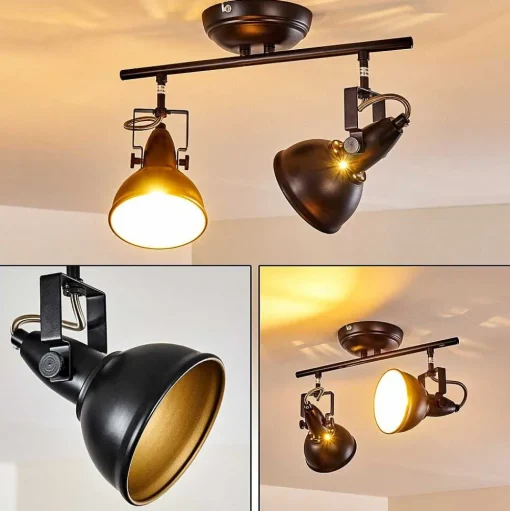 Plafonnier Tina Noir, 2 Lumieres