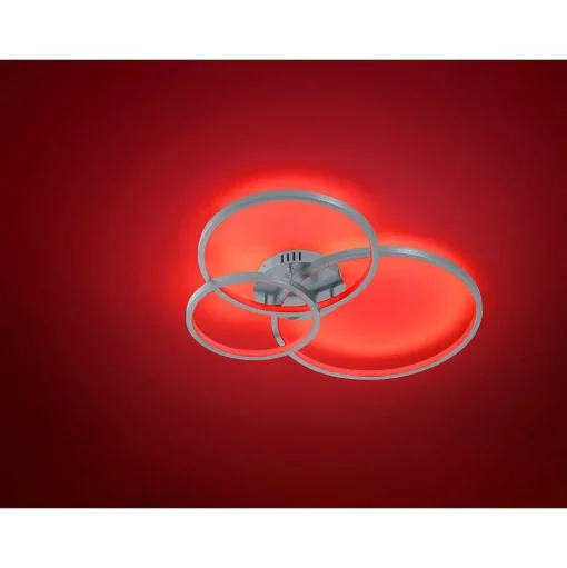 Plafonnier Trio Aaron Led Nickel Mat, 1 Lumiere, Telecommandes, Changeur De Couleurs