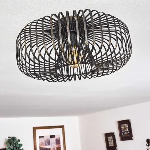 Plafonnier Wemude Noir Dore, 1 Lumiere
