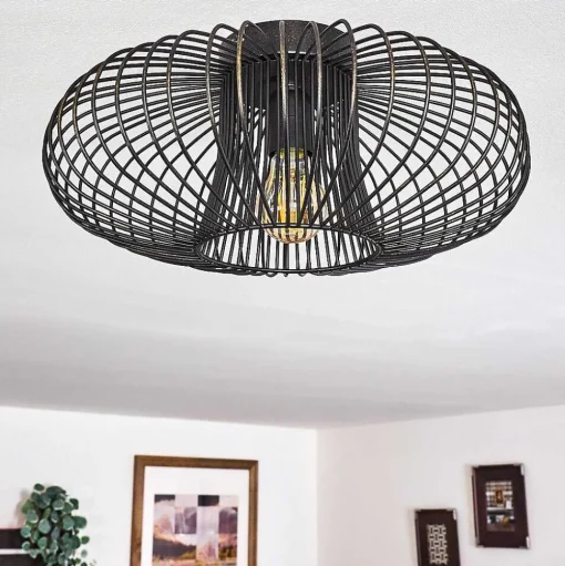 Plafonnier Wemude Noir Dore, 1 Lumiere