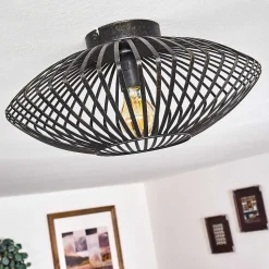 Plafonnier Wemude Noir Dore, 1 Lumiere