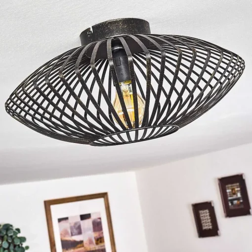 Plafonnier Wemude Noir Dore, 1 Lumiere
