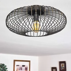 Plafonnier Wemude Noir Dore, 1 Lumiere