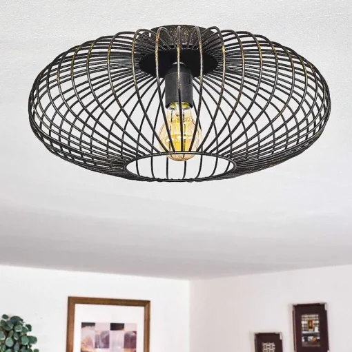 Plafonnier Wemude Noir Dore, 1 Lumiere