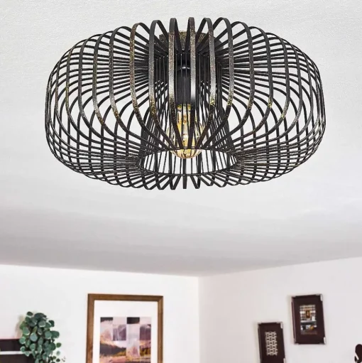 Plafonnier Wemude Noir Dore, 1 Lumiere