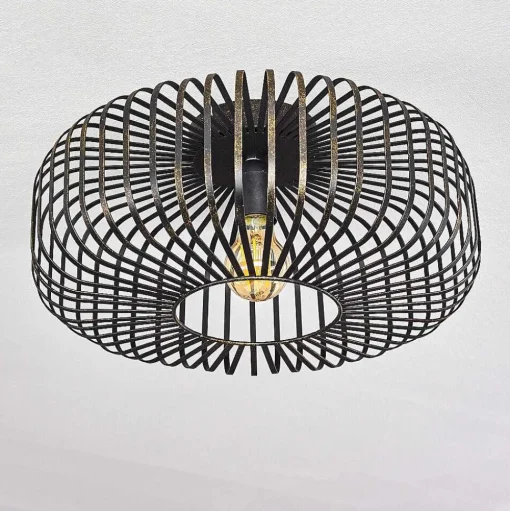 Plafonnier Wemude Noir Dore, 1 Lumiere