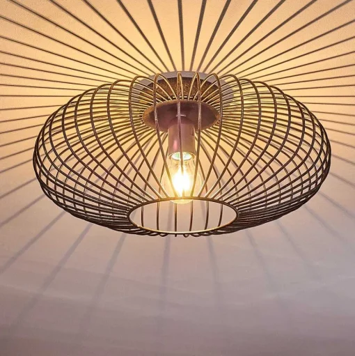 Plafonnier Wemude Noir Dore, 1 Lumiere