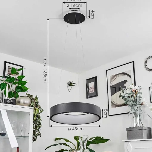 Suspension Areja Led Noir, Blanc, 1 Lumiere