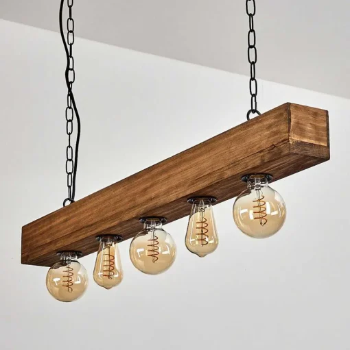 Suspension Berat Brun, Noir, 5 Lumieres
