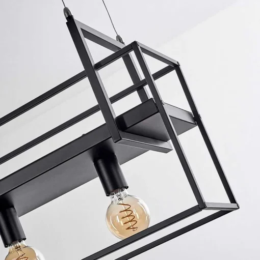 Suspension Victorine Chrome, Noir, 5 Lumieres
